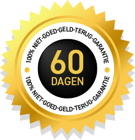 Gold badge with text stating ‘100% Money Back Guarantee – 60 Days’ in bold lettering